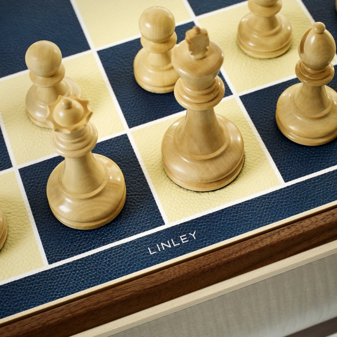 Linley Games Compendium - Chess Pieces on Leather Board