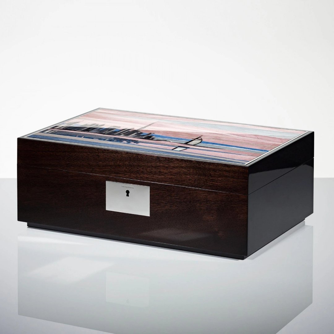 Linley Dubai Skyline Box -  Luxury Wooden Humidor/Jewellery Box Engraved