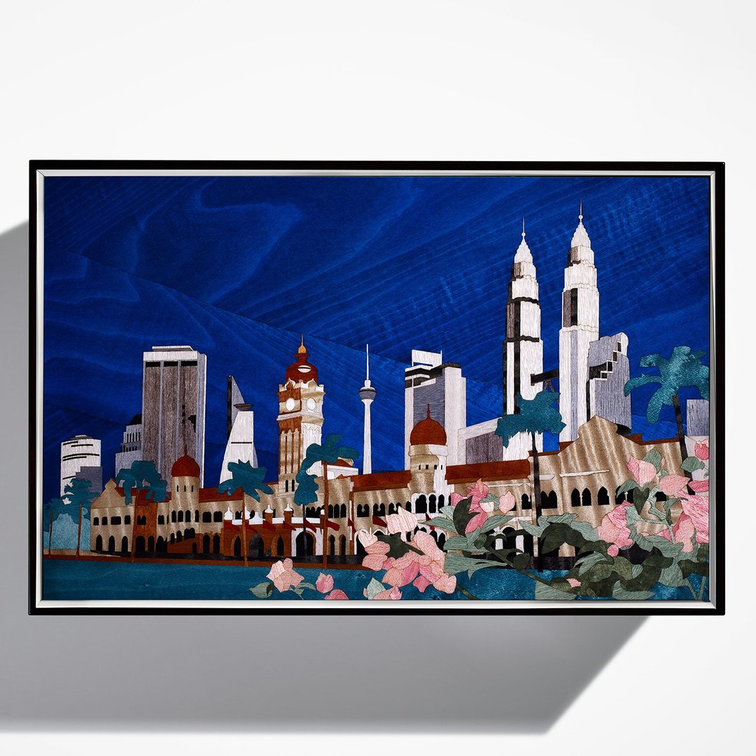 Linley Kuala Lumpur Skyline Box -  Luxury Engraved Humidor/Jewellery Box