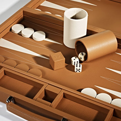 Linley Mayfair Backgammon Game Tan Leather - Details
