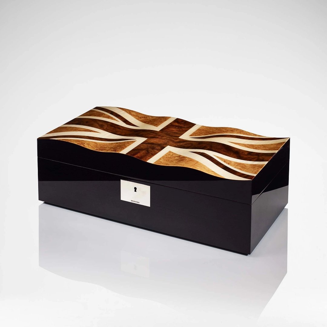 Linley Union Jack Wavy Flag Keepsake Box - Luxury Wooden Storage