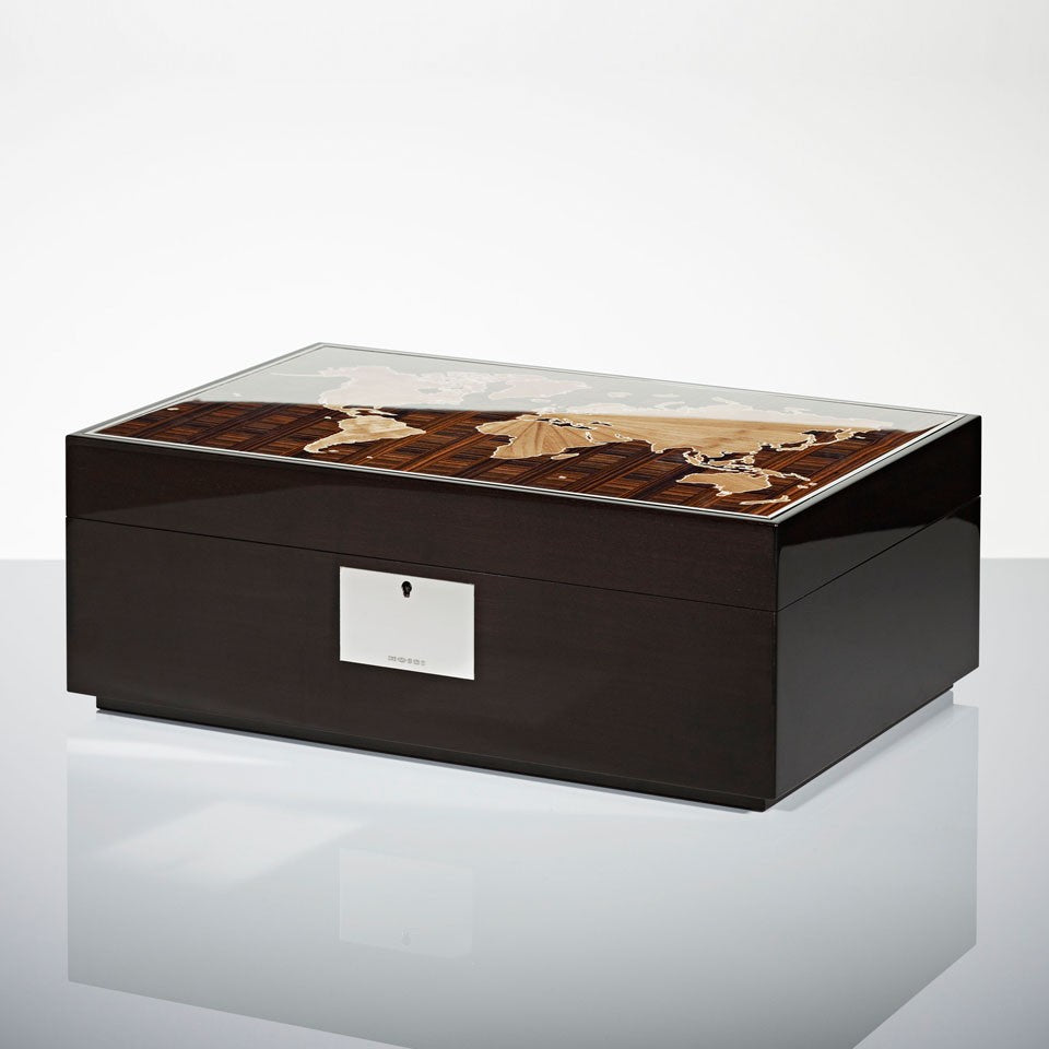 Linley World Map Jewellery Box - Luxury Wooden Gift Engraved